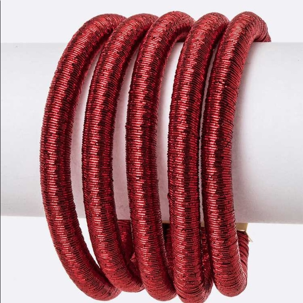 Red Layered Metallic Rope Magnetic Cuff